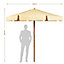 Costway 3m Garden Parasol Tilt Bar Market Table Umbrella with Valance and 8 Solid Ribs