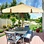 Costway 3m Garden Parasol Tilt Bar Market Table Umbrella with Valance and 8 Solid Ribs