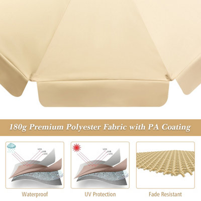 Costway 3m Garden Parasol Tilt Bar Market Table Umbrella with Valance and 8 Solid Ribs - 6