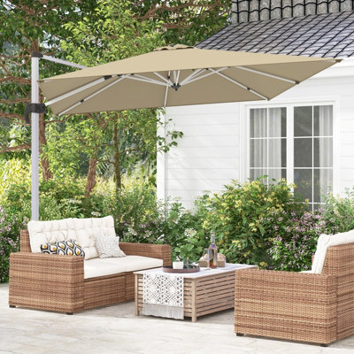 Costway 3M Outdoor Patio Umbrella Square Cantilever Parasol