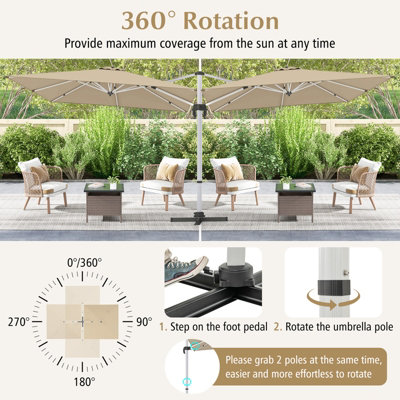 Costway 3M Outdoor Patio Umbrella Square Cantilever Parasol