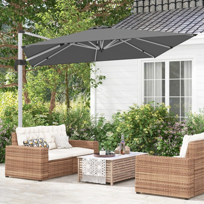 COSTWAY 3M OUTDOOR PATIO UMBRELLA SQUARE CANTILEVER PARASOL W/ 360 ROTATION  & ADJUSTABLE TILT