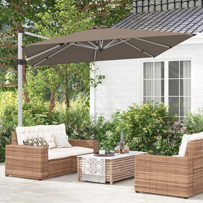 12 foot offset patio umbrella GRANDPATIO 12 ft Cantilever Sunbrella Umbrella With Base