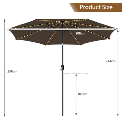 Costway 3M Patio Solar Market Umbrella Parasol with 112 LED Crank &Tilting