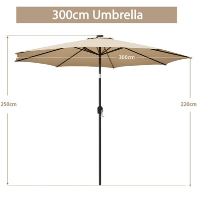Costway 3m Patio Umbrella Outdoor Garden Heavy Duty Table Umbrella w/ 8 ...