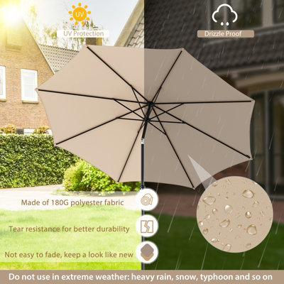 Costway 3m Patio Umbrella Outdoor Garden Heavy Duty Table Umbrella w/ 8 ribs - 5