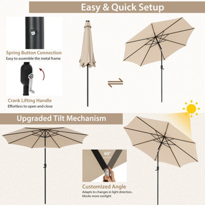 Costway 3m Patio Umbrella Outdoor Garden Heavy Duty Table Umbrella w/ 8 ribs - 6