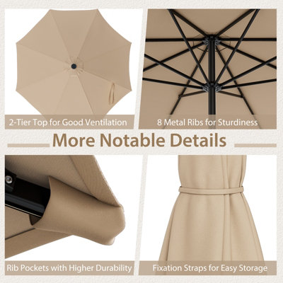 Costway 3m Patio Umbrella Outdoor Garden Heavy Duty Table Umbrella w/ 8 ribs - 7