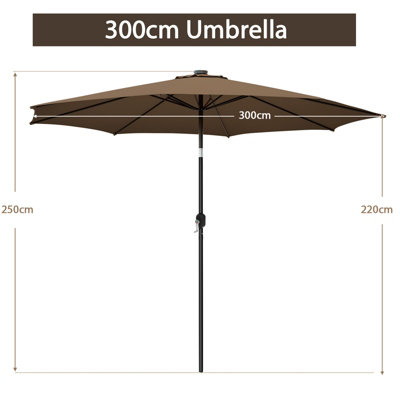 Costway 3m Patio Umbrella Outdoor Garden Heavy Duty Table Umbrella w/ 8 ribs