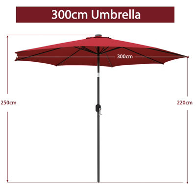 Costway 3m Patio Umbrella Outdoor Garden Heavy Duty Table Umbrella w/ 8 ...