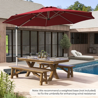 Costway 3M Round Patio Parasol Outdoor Adjustable Cantilever Umbrella w/ 360 Rotation - 3