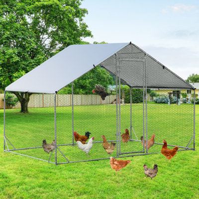 Costway 3M x 2M Chicken Coop Large Metal Spire-Shaped w/ Cover Walk-in ...