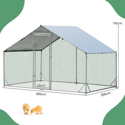 Costway 3M x 2M Chicken Coop Large Metal Spire-Shaped w/ Cover Walk-in Chicken Rabbits Ducks Cage
