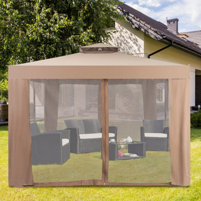 Costway 3m x 3m Outdoor Gazebo Pavilion Canopy Tent with Zipped Mesh Side Wall - 4
