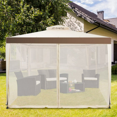 Costway 3m x 3m Outdoor Gazebo Pavilion Canopy Tent with Zipped Mesh Side Wall