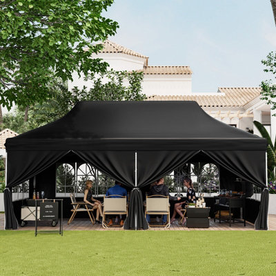 Costway 3M x 6M Pop up Canopy Tent Garden Gazebo Canopy Sun Shelter W/ 6 Sidewalls