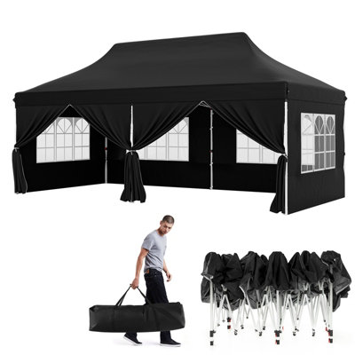 Costway 3M x 6M Pop up Canopy Tent Garden Gazebo Canopy Sun Shelter W/ 6 Sidewalls