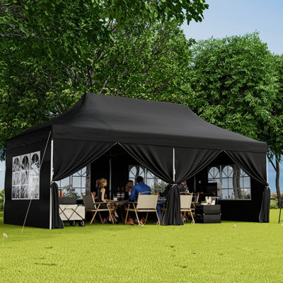 Costway 3M x 6M Pop up Canopy Tent Garden Gazebo Canopy Sun Shelter W/ 6 Sidewalls - 4