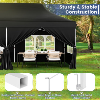 Costway 3M x 6M Pop up Canopy Tent Garden Gazebo Canopy Sun Shelter W/ 6 Sidewalls - 5