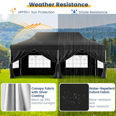 Costway 3M x 6M Pop up Canopy Tent Garden Gazebo Canopy Sun Shelter W/ 6 Sidewalls - 6