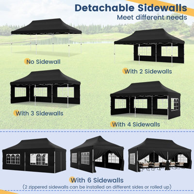 Costway 3M x 6M Pop up Canopy Tent Garden Gazebo Canopy Sun Shelter W/ 6 Sidewalls - 8