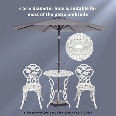 Costway 3Pcs Garden Bistro Dining Table Chairs Set Cast Aluminum Rose Design Furniture