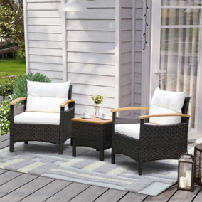 Costway 3PCS Patio Bistro Set Outdoor Rattan Sofa w/ Coffee Table Garden Conversation Set