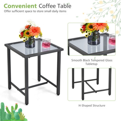 Costway 3PCS Rattan Rocking Bistro Patio Set Garden Set Outdoor Wicker Table & Chair Set