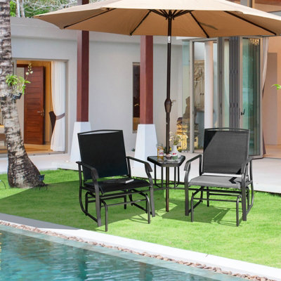 Costway 3PCS Rocking Chair & Table Set Garden Bistro Set Glider Rocker ...