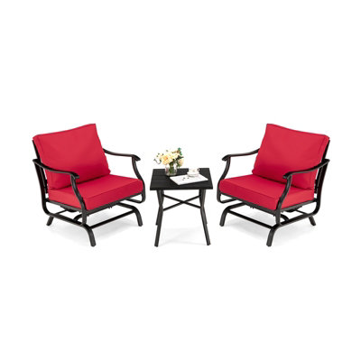 Costway 3PCS Rocking Chair Table Set Garden Patio Bistro Glider