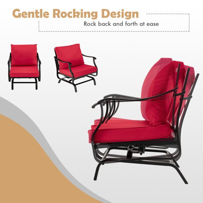 Costway 3PCS Rocking Chair & Table Set Garden Patio Bistro Glider Rocker w/ Cushions
