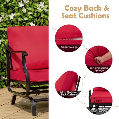Costway 3PCS Rocking Chair & Table Set Garden Patio Bistro Glider Rocker w/ Cushions