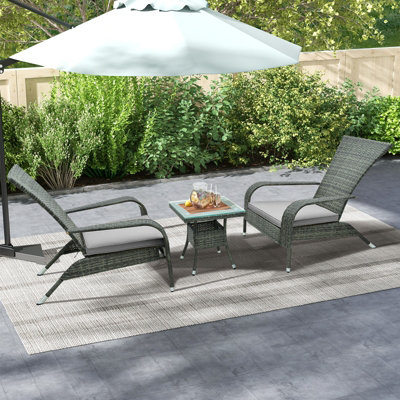Costway 3Pcs Wicker Adirondack Set Ergonomic Oversized Rattan Chairs w/ Coffee Table