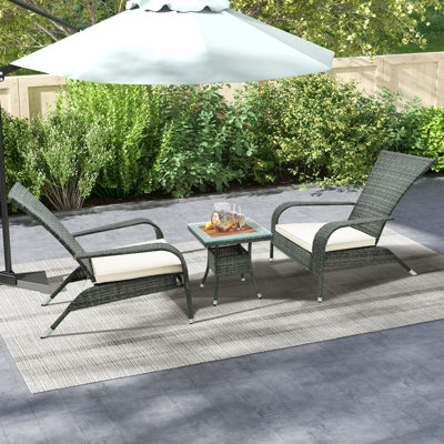 Costway 3Pcs Wicker Adirondack Set Ergonomic Oversized Rattan Chairs w/ Coffee Table - 4