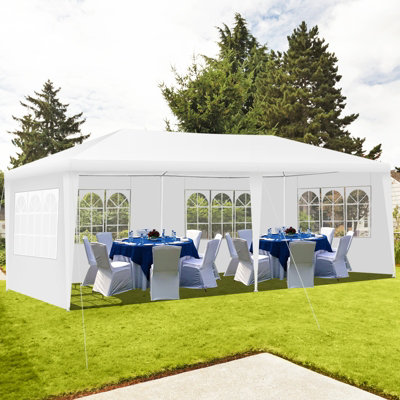 Costway 3x6M Garden Gazebo Heavy Duty Waterproof Marquee Canopy Garden Party Tent w/ Bag