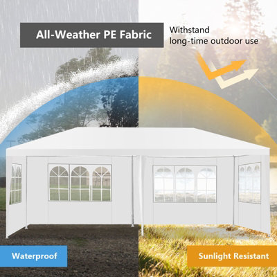 Costway 3x6M Garden Gazebo Heavy Duty Waterproof Marquee Canopy Garden Party Tent w/ Bag - 5