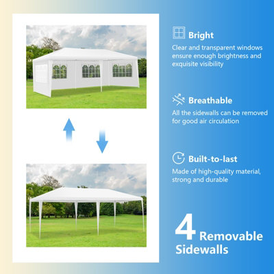 Costway 3x6M Garden Gazebo Heavy Duty Waterproof Marquee Canopy Garden Party Tent w/ Bag - 6