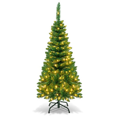 Costway 4.5 FT Artificial Pencil Christmas Tree LED PreLit Xmas Tree