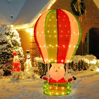 Costway 4.5FT LED Christmas Santa Claus with Hot Air Balloon Pre-lit ...