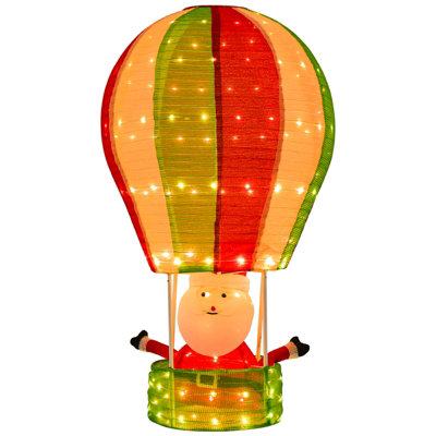 Costway 4.5FT LED Christmas Santa Claus with Hot Air Balloon Pre-lit Xmas Decoration