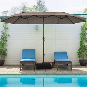 Costway 4.5m Double-Sided Parasol W/ Base and Crank Outdoor Twin Large Patio Umbrella