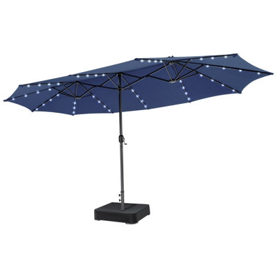 Costway 4.5m Double-Sided Patio Parasol with Stand Outdoor Twin Market Umbrella w/ Solar LED Lights - 3
