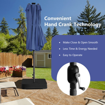 Costway 4.5m Double-Sided Patio Parasol with Stand Outdoor Twin Market Umbrella w/ Solar LED Lights - 5