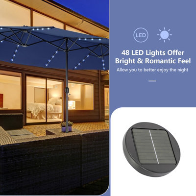 Costway 4.5m Double-Sided Patio Parasol with Stand Outdoor Twin Market Umbrella w/ Solar LED Lights - 6