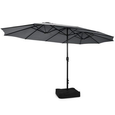 Costway 4.5M Double-Sided Patio Umbrella Extra-Large Market Umbrella w/ Base