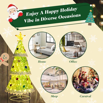 Costway 4.6 FT Pop-up Pre-Lit Christmas Tree Xmas Tree 110