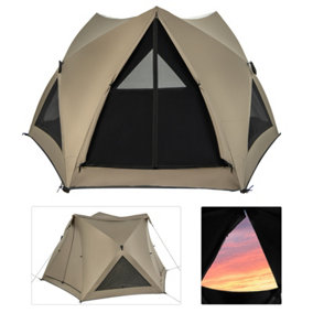 Costway 4-6 People Pop-up Camping Tent 6-Sided Family Tent Portable Hiking Tent