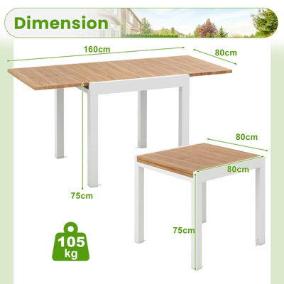 Costway 4-6 Person Expandable Patio Dining Table Aluminum Rectangular Indoor Outdoor Table - 3