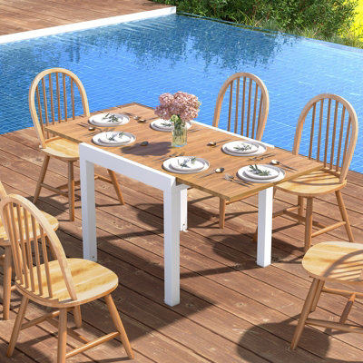 Costway 4-6 Person Expandable Patio Dining Table Aluminum Rectangular Indoor Outdoor Table - 4