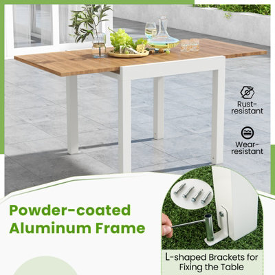 Costway 4-6 Person Expandable Patio Dining Table Aluminum Rectangular Indoor Outdoor Table - 7